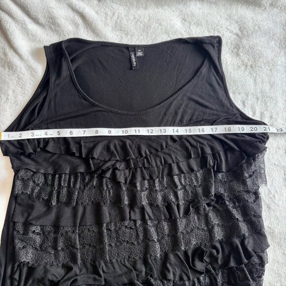 Relativity Black Sleeveless Tiered Lace & Viscose Ruffle Tank Top Size XL - Picture 8 of 10